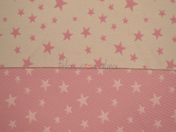 PIQUE REVERSIBLE ESTRELLAS ROSA