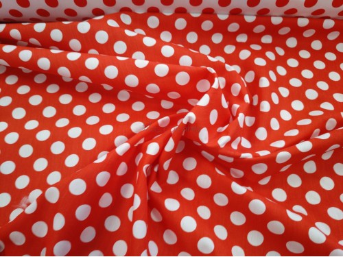 POPELIN ROJO LUNARES BLANCOS
