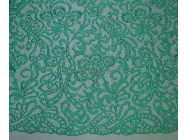 ENCAJE BORDADO VERDE TURQUESA